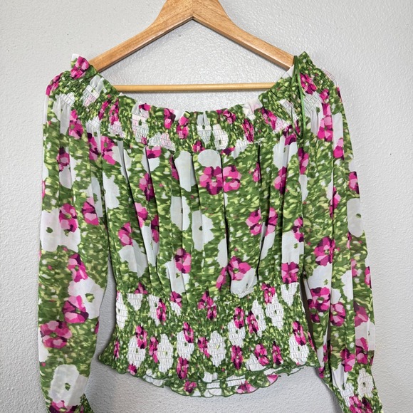 Bar III Women's XXL Full Bloom Off Shoulder Smocked Long‎ Sleeve Blouse Top - Picture 9 of 9